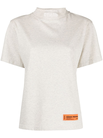 Shop Heron Preston Стиль Logo Mock-neck T-shirt In 灰色