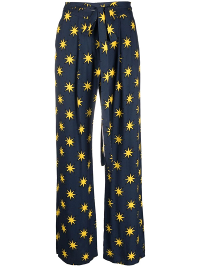 Shop Alessandro Enriquez Starry Printed Straight-leg Trousers In 蓝色