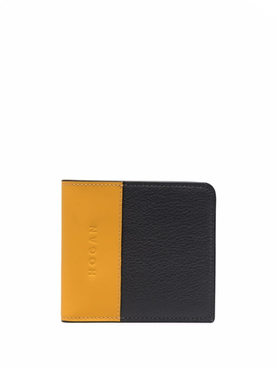Shop Hogan Colour Panelled Leather Wallet In 灰色