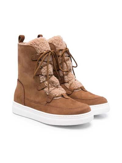 Shop Il Gufo Lace-up Leather Boots In 褐色