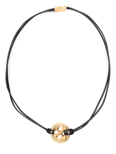 Shop Off-white Arrows Motif Charm Necklace In 黑色