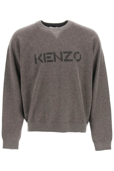 Shop Kenzo Logo Intarsia Sweater In Brown