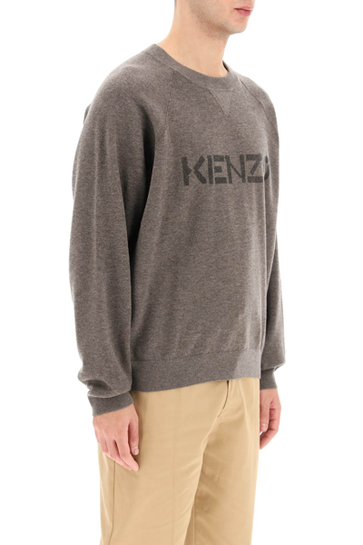 Shop Kenzo Logo Intarsia Sweater In Brown