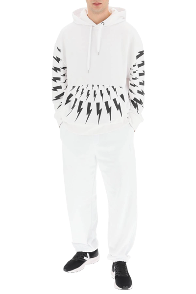 Shop Neil Barrett Bolt Logo Baggy Sweatpants In White