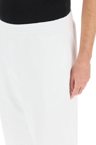 Shop Neil Barrett Bolt Logo Baggy Sweatpants In White