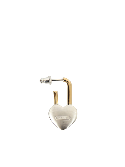 Shop Ambush Heart Lock Single Earring In Metallic