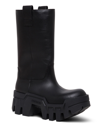 Shop Balenciaga Bulldozer Black Leather Boots With Treaded Sole