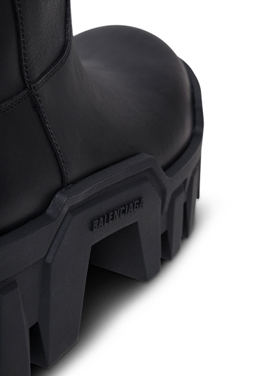 Shop Balenciaga Bulldozer Black Leather Boots With Treaded Sole