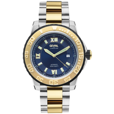 Shop Gevril Seacloud Automatic Blue Dial Mens Watch 3125b In Two Tone  / Blue / Gold Tone / Yellow