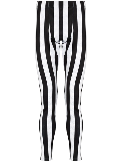 Shop Comme Des Garçons Homme Deux Striped Drop-crotch Leggings In Black