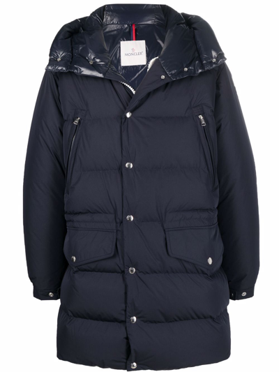 Shop Moncler Commercy Padded Parka Coat In Blue