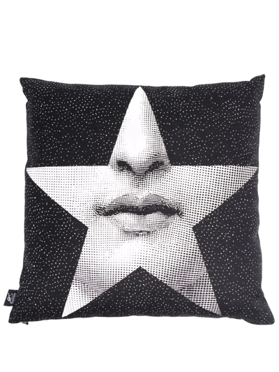 Shop Fornasetti Star Face Print Cushion In Black