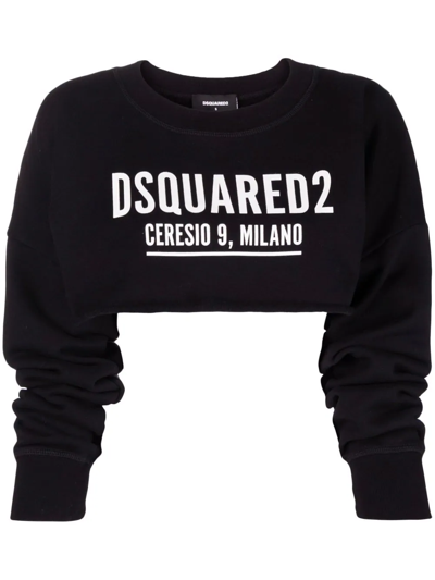 Shop Dsquared2 Logo-print Cropped Sweatshirt In Black