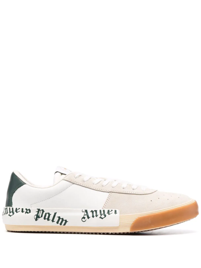 Shop Palm Angels Logo-print Low-top Sneakers In Weiss