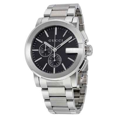 Shop Gucci G-chrono Black Dial Stainless Steel Men's Watch Ya101204