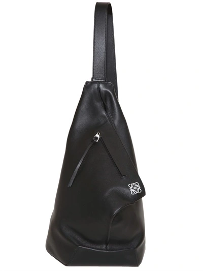 Shop Loewe Anton Leather Backpack, Black