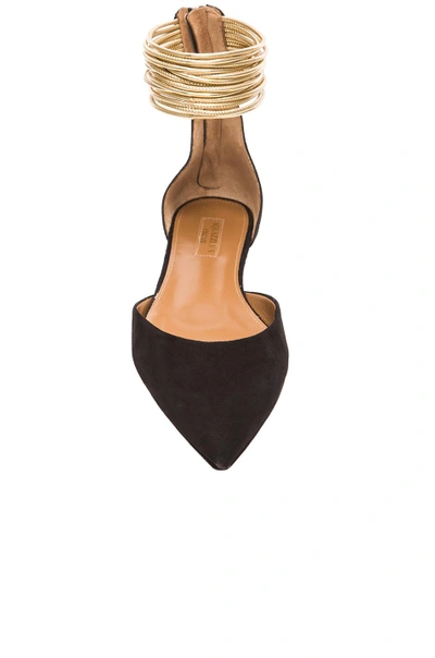 Shop Aquazzura Hello Lover Suede Flats In Black