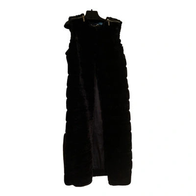Pre-owned Mangano Faux Fur Coat In Black