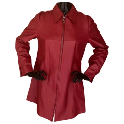 Pre-owned Bruno Magli Leather Coat In Red