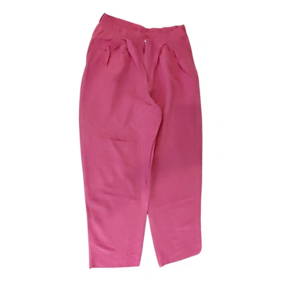Pre-owned Versace Silk Straight Pants In Pink