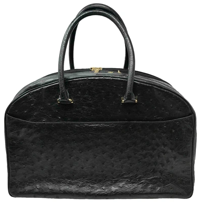 Pre-owned Pierre Cardin Ostrich Travel Bag In Black