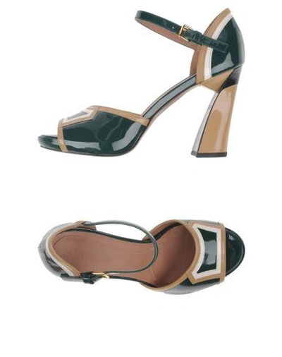 Shop Marni Sandals In Dark Green