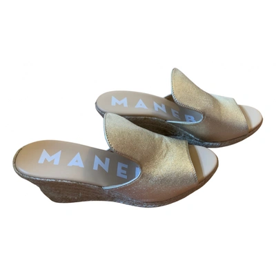 Pre-owned Manebi Leather Espadrilles In Gold