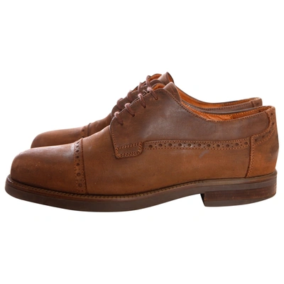 Pre-owned Johnston & Murphy Leather Lace Ups In Brown