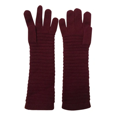 Pre-owned Malo Cashmere Gloves In Burgundy