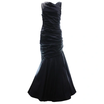 Pre-owned Theia Maxi Dress In Navy