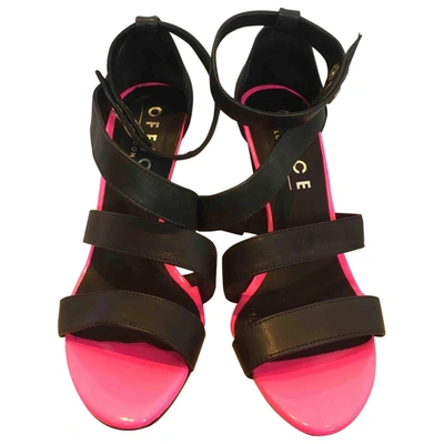 Pre-owned Office London Leather Sandal In Black