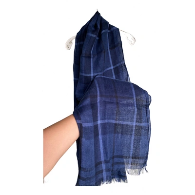 Pre-owned Barbour Linen Scarf In Blue | ModeSens