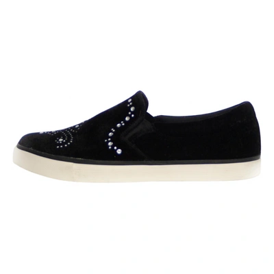 Pre-owned Kurt Geiger Velvet Trainers In Black