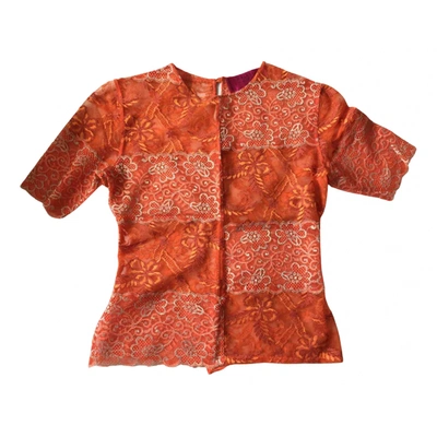 Pre-owned Christian Lacroix Lace Top In Orange