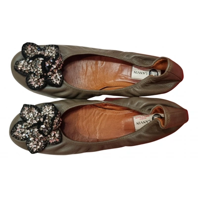 LANVIN Pre-owned Leather Ballet Flats In Grey