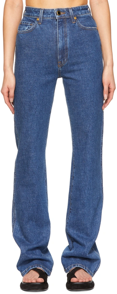 Shop Khaite Blue 'the Danielle Stretch' Jeans In Montgomery Stretch