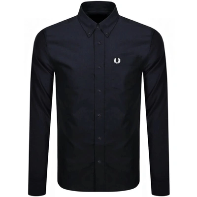 Shop Fred Perry Oxford Long Sleeved Shirt Navy