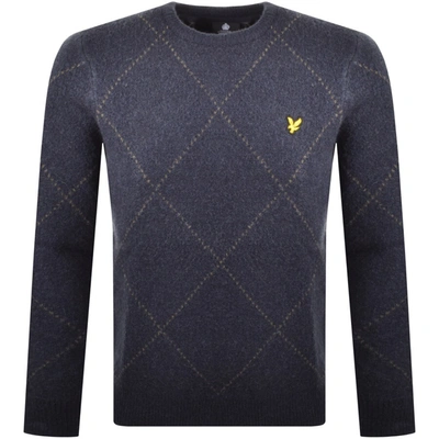 Shop Lyle & Scott Lyle And Scott Crew Neck Brushed Knit Jumper Navy