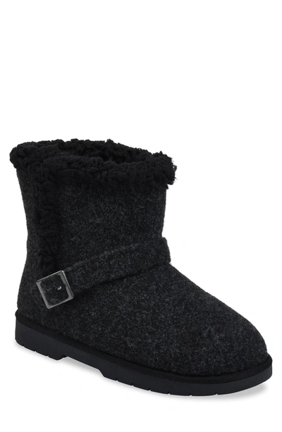 Shop Gaahuu Buckled Faux Shearling Lined Boot In Black