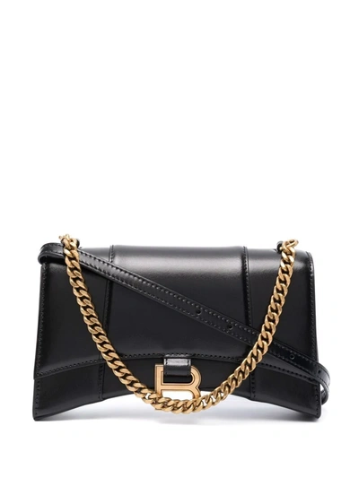 Shop Balenciaga Xs Hourglass Shoulder Bag In Black