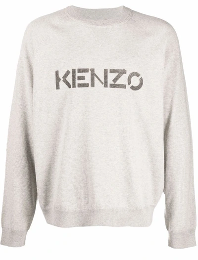Shop Kenzo Grey Logo Crew Neck Jumper