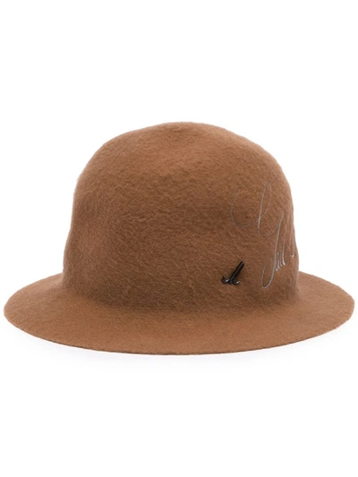 Shop Junya Watanabe Brown Embroidered-logo Hat