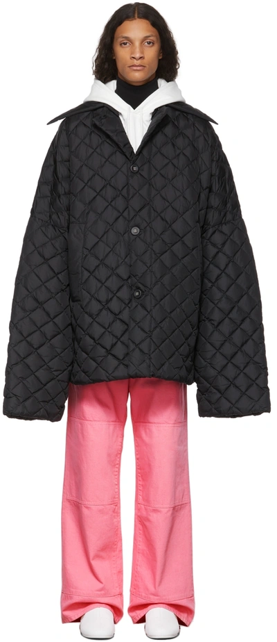 Raf Simons Black Down Short Padded Shirting Jacket In Black0099 