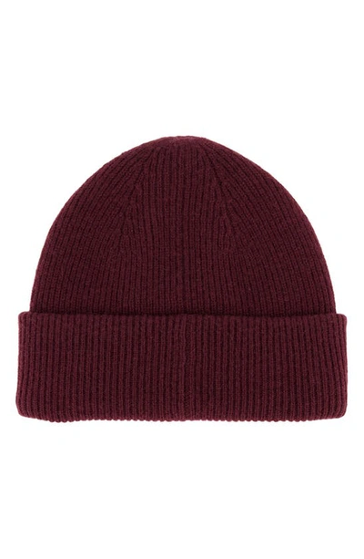 Shop Allsaints Ramskull Embroidered Beanie In Charred Red