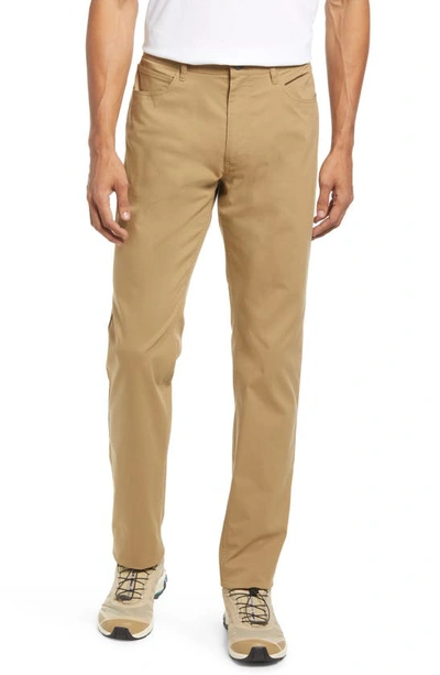 Shop Faherty Movement Five Pocket Slim Straight Leg Performance Pants In Drill Khaki