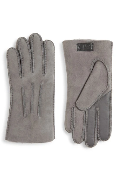 Shop Ugg Genuine Shearling Tech Gloves In Metal