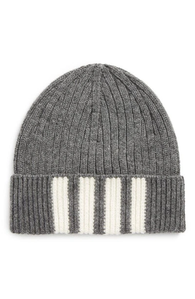 Shop Thom Browne Cashmere Beanie In Med Grey