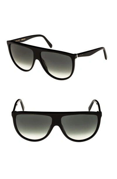 Shop Celine 62mm Pilot Sunglasses In Black/ Green