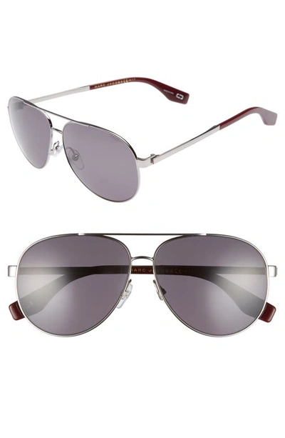 Shop Marc Jacobs 61mm Polarized Metal Aviator Sunglasses In Ruthenium Polar