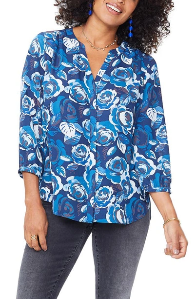 Shop Nydj High/low Crepe Blouse In Rose Garden Pacific Grove